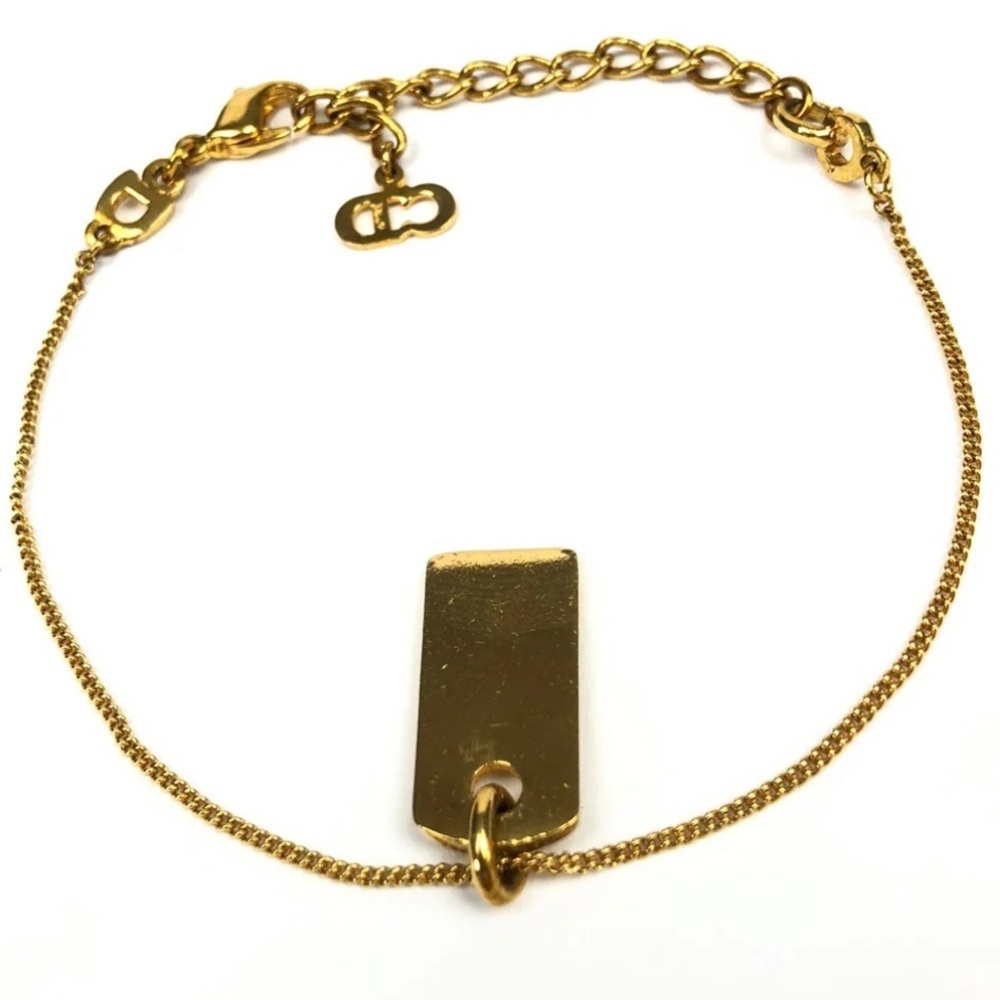 Dior Gold Bracelet with Logo Pendant - Picture 2 of 5